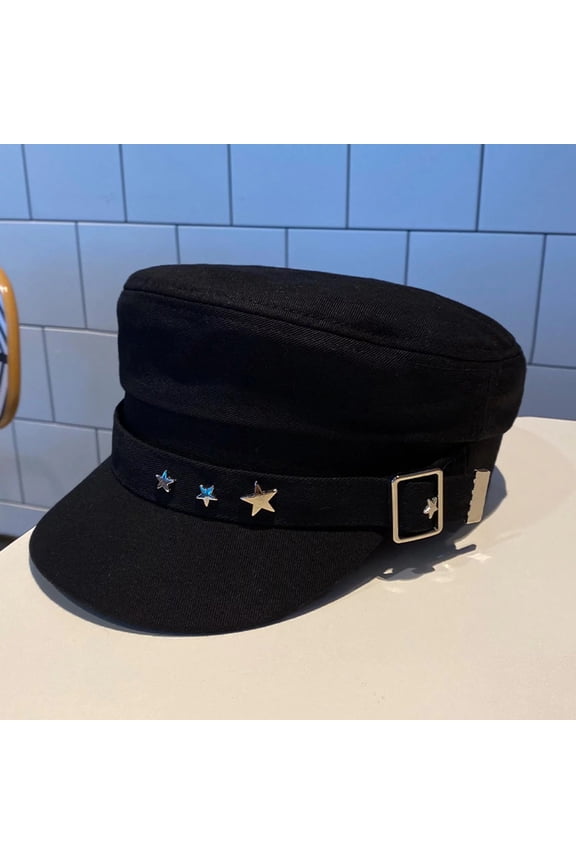 Newsboy Hats for Women Y2K Star Beret Fashion Newsboy Caps Beret Hat Chauffeur Hat for Fashion Ladies Chauffeur Hat for Men Hat for Limo Or Taxi Driver Costumes Classic Peaked Hat Black M