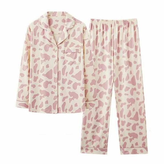 Pxiakgy Pajamas for Women Set Pajamas Women Autumn and Winter Long Sleeve Lapel Vest Suit Trousers Plus Size Service Satin Pajama Set for Women Z-Orange Xxl