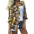 thumbnail image 1 of Pxiakgy Plaid Shirts for Women 2025 Trendy Plaid Printed Multicolor Pocket Long Sleeves Button Cardigan Blouse Tops Buffalo Plaid Shirts Oversized Long Sleeve Casual Button Down Blouse Top Yellow Xxl, 1 of 2