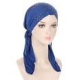 thumbnail image 1 of Pxiakgy Pre Tied Chemo Head Scarf for Women - Slip On Bandana Headwrap Caps Cancer Turban Sleep Hair Cover Hat Hijab Hat with Hat Stretch Multicolor Solid Color Muslim Hijab Hat Base Hat Blue, 1 of 4