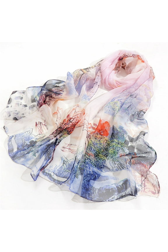 Scarfs For Women Lightweight Print Floral Pattern Scarf Shawl Fashion Scarves Shawls And Wraps For Spring Blue + One size