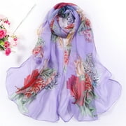 Pxiakgy Scarfs For Women Lightweight Print Floral Pattern Scarf Shawl Fashion Scarves Shawls And Wraps For Spring Purple + One size
