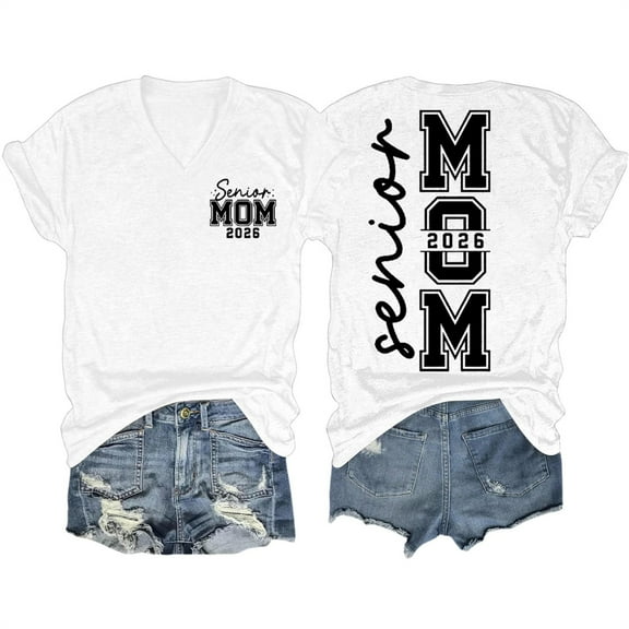 Pxiakgy Senior Mom 2026 Shirt Graduation T Shirts Graduate Mama Tshirt Short Sleeve Womens Tops V Neck Graphic Tees Graduation T Shirts Graduate Mama Tshirt Tops V Neck Graphic Tees White S