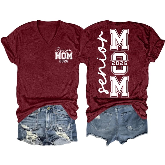 Pxiakgy Senior Mom 2026 Shirt Graduation T Shirts Graduate Mama Tshirt Short Sleeve Womens Tops V Neck Graphic Tees Graduation T Shirts Graduate Mama Tshirt Tops V Neck Graphic Tees Wine M