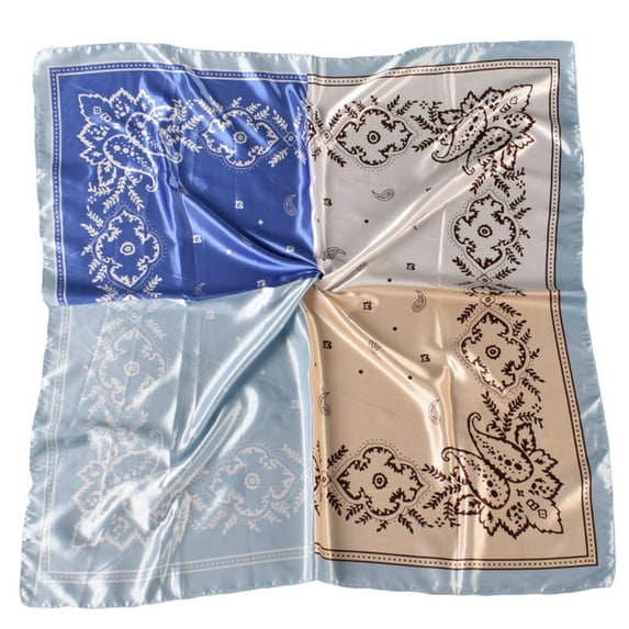 Pxiakgy Silk Scarves for Women 2025 Trendywomens Spring Summer Prints Satin Cashew Flower Prints Square Scarf Blue One Size