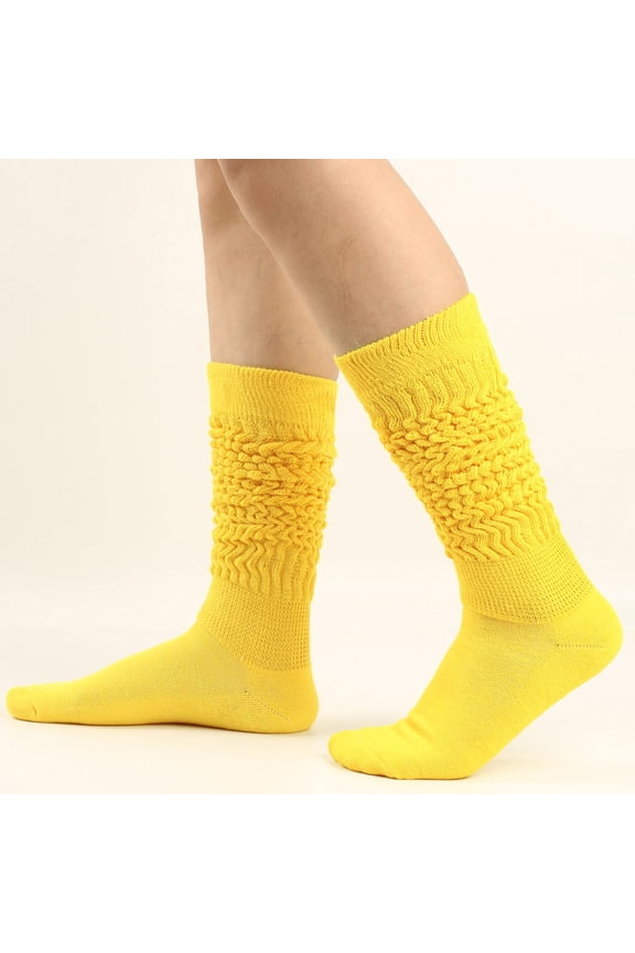 Slouch Socks for Women Halloween 80S 90S Soft Scrunch Socks Long Scrunch Knee High Sock Womens Long Socks Heap Heap Socks Thigh High Socks Over The Knee Socks Festival Yellow One Size