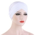 thumbnail image 1 of Pxiakgy Slouchy Turban Hats Cancer Headwear Cancer Sleep Cap Stretchy Hair Loss Beanie Hats Headwrap Head Coverings for Women Girl Ladies Autumn Winter Warm Solid Muslim Cap Hat Wrap Scarf Cap White, 1 of 2