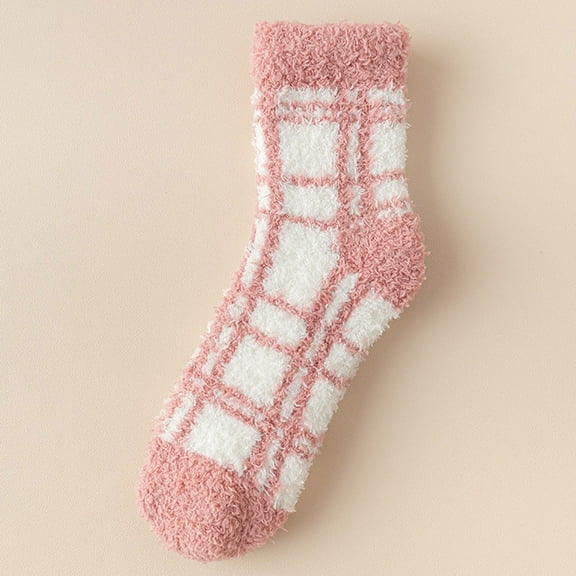 Pxiakgy Socks for Women Women Plaid Plush Winter Sleeping Socks House Socks Bed Socks Hut Socks Womens Socks Z-B One Size