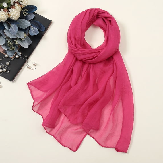 Pxiakgy Solid Color Silk Feeling Scarf Fashion Scarves Wrap Long Lightweight Shawls for Women Women Summer Casual Colorful Multicolor Solid Color Chiffon Thin Regular Silk Scarf Scarf