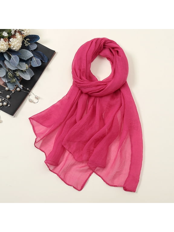 Solid Color Silk Feeling Scarf Fashion Scarves Wrap Long Lightweight Shawls for Women Women Summer Casual Colorful Multicolor Solid Color Chiffon Thin Regular Silk Scarf Scarf