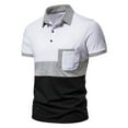 thumbnail image 1 of Pxiakgy Stitching Summer T-shirt Lapel Short-sleeved Men's Three-color Men's blouse White2 + M, 1 of 9