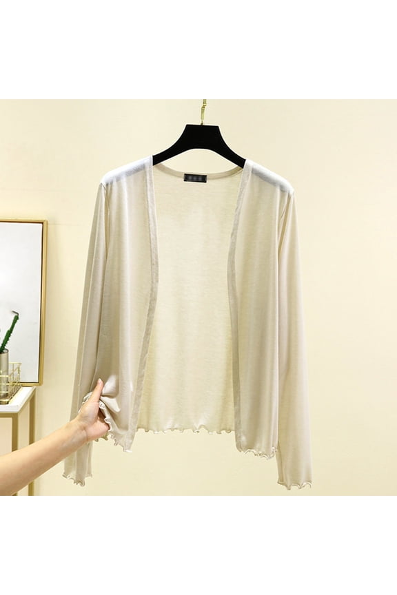 Summer Cardigan for Women Lightweight Thin Long Sleeved Cardigan for Women for Summer Short Styles for Flying Border Sun Clothes Large Size Loose Air Conditioning Shawl Exterior Exterior