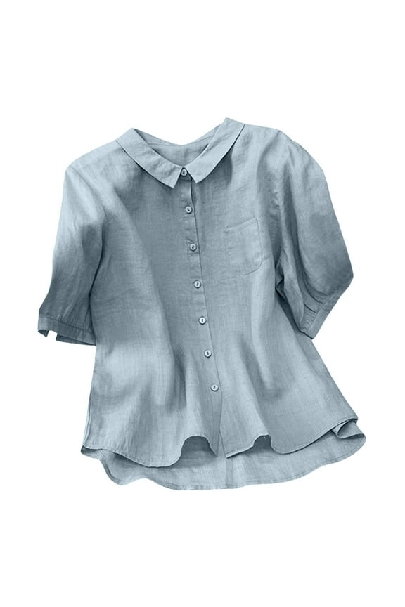 Summer Floral Printed Tshirt for Women Beach Vacation Top Office Work Tops Short Sleeve Summer Linen Shirts V Neck Polo Shirt Gauze Tops Breathable Tops Plain Puff Sleeve Tops Bohemian Tops