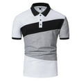 thumbnail image 1 of Pxiakgy Summer Men's Rigid Collar Casual Pure Color Fashion Short Sleeve Tops Black + S, 1 of 2