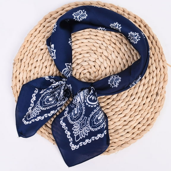 Pxiakgy Summer Scarves for Women Ladies Lightweight Silk Gorgeous Floral Pattern Chiffon Scarves Long Elegant Floral Pattern Head Wrap Shawls Spring Summer Satin Flower Prints Square Scarf Navy