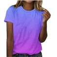 thumbnail image 1 of Pxiakgy Summer Tops for Women Short Sleeve Gradient Color Round Neck T Shirt Gradient Color Spring Short Sleeve Shirts Beach Vacation Clothes Fashion Plus Size Tshirts for Teen Girls 2025 Purple Xxl, 1 of 5