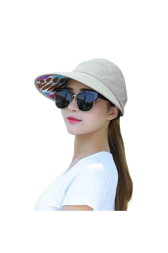 Sun Hats Women Summer Hat Outdoor Uv Protection Wide Large Brim Cap Beach Visor Caps Foldable Women'S Spring and Summer Fashion Top Line Large Edge Sunshade Hat Beige