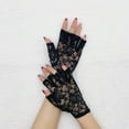 thumbnail image 1 of Pxiakgy Sunblock Lace Floral Wedding Tea Party Vintage Fingerless Mesh Gloves for Bridal Prom 1 Pair Women's Lace Gloves Fingerless Gloves Bridal Prom Gloves for Wedding Costume Accessories Black, 1 of 8
