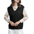 thumbnail image 1 of Pxiakgy Sweater Vest for Women V Neck Ladies' Solid Color Knit Vest Pullover V Neck Vest Sweater Sleeveless Vest Sleeveless Knit Solid Casual Ribbed Preppy Pullover Tops Black S, 1 of 5