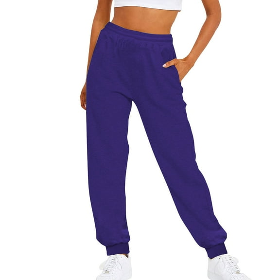 Pxiakgy Sweatpants for Women Mens Pants Casual Solid Color Track Cuff Workout Pants with Pocket High Waisted Workout Active Lounge Workout Jogging Joggers Pants Baggy Lounge Bottoms Purple Xxl