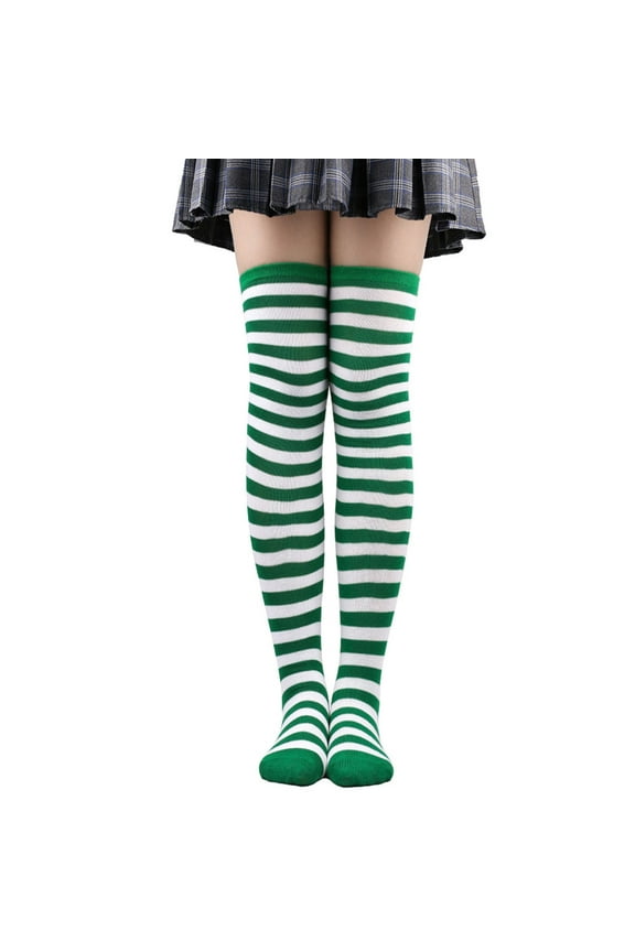 Thigh High Socks Athletic Striped Stockings for Women Long Tube Stocking Over Knee Plus Size Sports Socks Halloween Christmas Gift Thigh Stockings for Halloween Leg Warmer Mint Green One Size