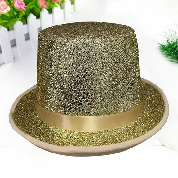 Pxiakgy Top Hats for Men Women Adults,Shiny Magician Hat Tuxedo Hat Victorian Dress Up Christmas Halloween Top Hats Men's Festive Jazz Hat Stage Performance Faced Flat Hat Gd2 One Size