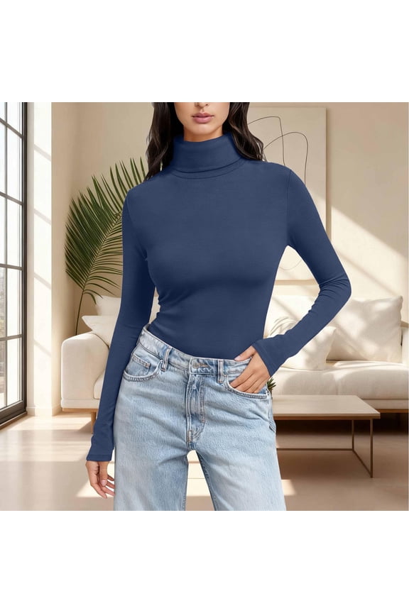 Turtleneck Tops for Women Long Sleeve Slim Fit Shirt Thermal Base Layer Tops Base Layer Tops Mock Neck Tops Thermal Layering Tops Thermal Underwear for Women Classic Going Out Top 3XL