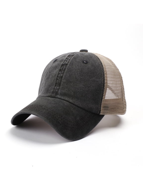 Unisex Adjustable Baseball Caps Men Wome Mesh Back Cap Curved Bill Snapback Mesh Baseball Cap Retro Washed Trucker Cap Breathable Sun Hat Cotton Unisex Embroidered Outdoor Caps Mesh Caps