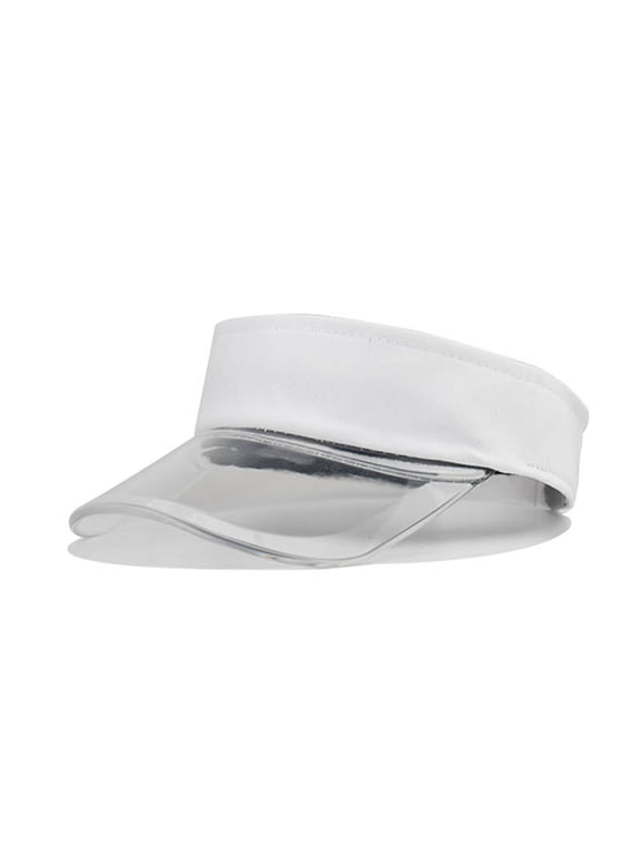 Unisex Plastic Sun Visors Hats Clear Cap for Men Women Sports Outdoor Large Brim Summer Beach Cap Sun Color Cap Transparent Fashion Solid Women Visor Caps White One Size