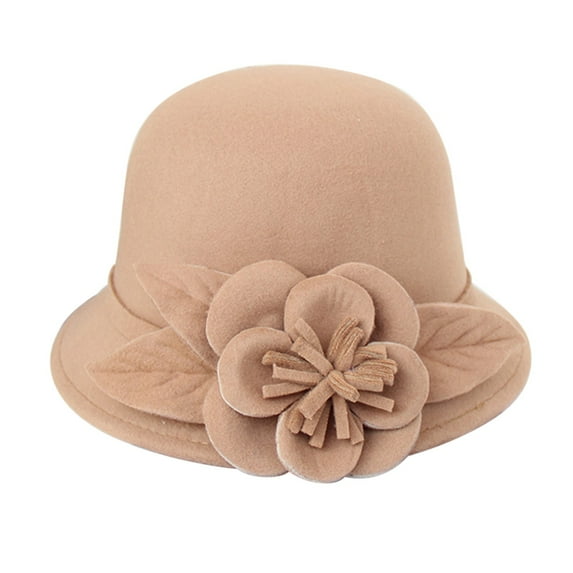 Pxiakgy Vintage Cloche Hat Winter Floral Fedora Bucket Hat Bowler Hats Women Church Flapper Hat Lady Winter Flower Cap Autumn and Winter Round Top Casual Fisherman's Basin Cap Small Bowler Hat B M