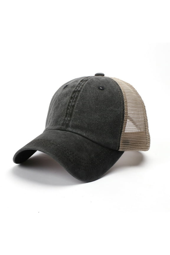 Vintage Cotton Washed Baseball Caps Unstructured Low Profile Adjustable Distressed Dad Mesh Hat for Men Women Cotton Uni Embroidered Outdoor Caps Mesh Caps Black One Size