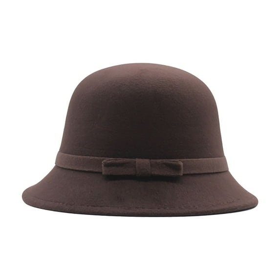 Pxiakgy Vintage Felt Cloche Bucket Bowler Hat Winter for Women Church Hats Fedora Winter Church Hat 1920S Vintage Bowler Hats 1920S Bucket Cloche Hat Winter Faux Wool Crushable Bowler Hat Coffee
