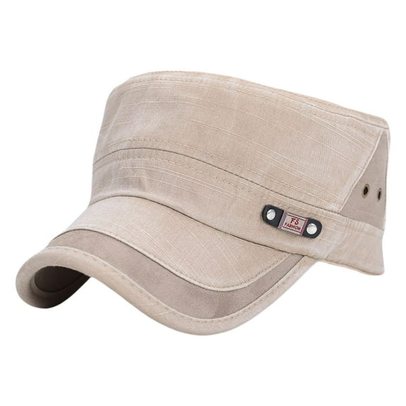 Pxiakgy Vintage Unisex Cadet Army Cap Adjustable Flat Top Cap Washed Cotton Military Hat Baseball Cap 1Pc Classic Men Women Adjustable Plain Vintage Hat Cadet Baseball Cap Beige