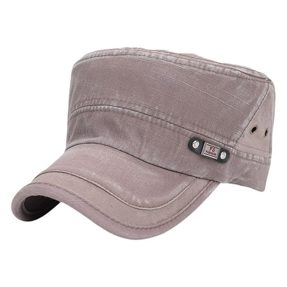Pxiakgy Vintage Unisex Cadet Army Cap Adjustable Flat Top Cap Washed Cotton Military Hat Baseball Cap 1Pc Classic Men Women Adjustable Plain Vintage Hat Cadet Baseball Cap Brown