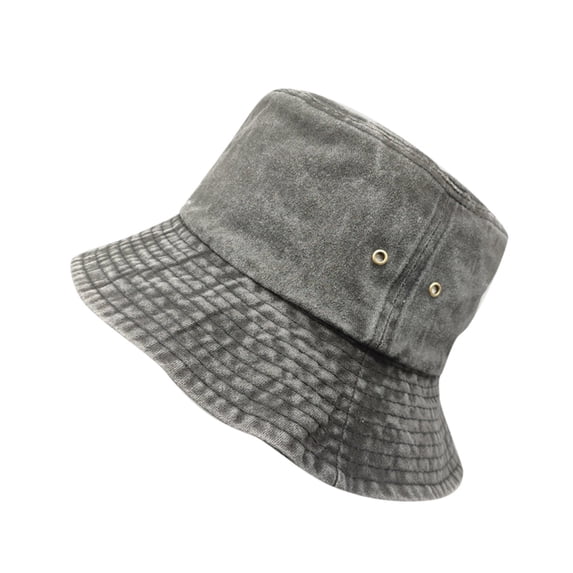 Pxiakgy Washed Cotton Bucket Hats Packable Summer Outdoor Cap Travel Beach Sun Hat Plain Colors for Men Women Outdoor Fishing Hiking Safari Boonie Hat Vintage Denim Bucket Hat Hollow Fisherman Hat