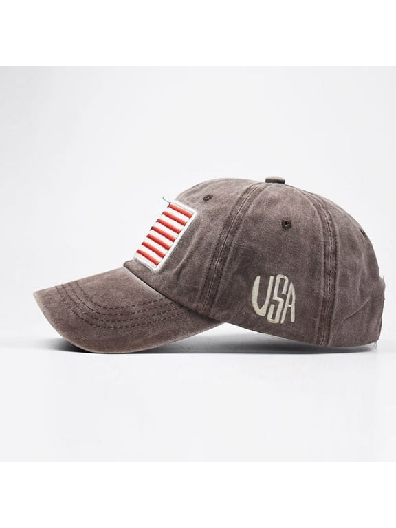 Washed Plain Baseball Cap, Retro Adjustable Dad Hats Gift for Men/Women,Unstructured/Cotton American American Old Flag Adult Classic Letter Sunshade Caps