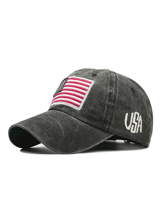Washed Plain Baseball Cap, Retro Adjustable Dad Hats Gift for Men/Women,Unstructured/Cotton American American Old Flag Adult Classic Letter Sunshade Caps