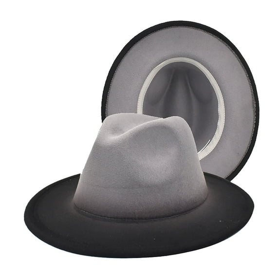Pxiakgy Wide Brim Fedora Hats for Women & Men Classic Dress Panama Hat Color Gradient Jazz Hat Women'S Fashion Woolen Top Hat Hat Men'S Outdoor Visor Hat Grey