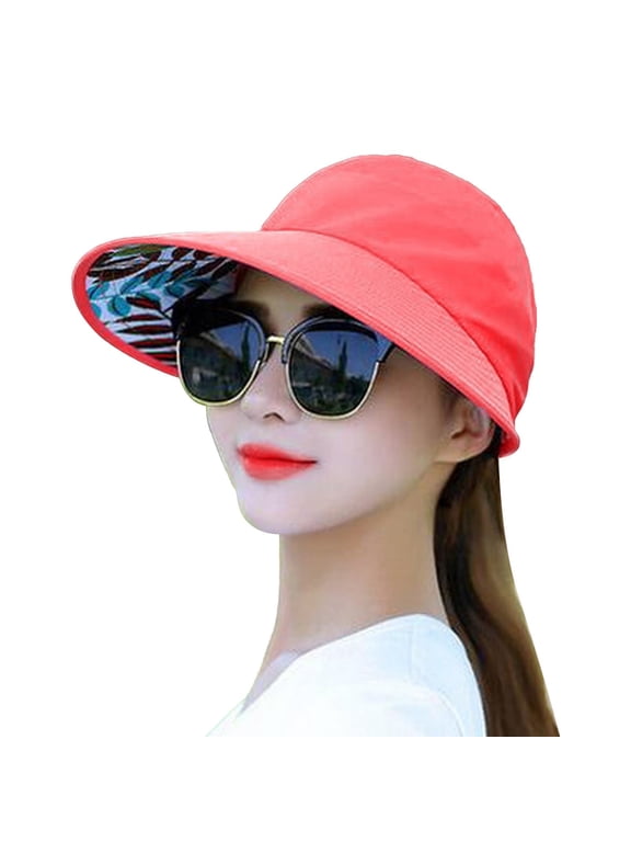 Wide Brim Visor Hat for Women Packable Ponytail Sun Hat Outdoor Uv Protection Summer Beach Hat Women's Spring And Summer Fashion Top Line Large Edge Sunshade Hat