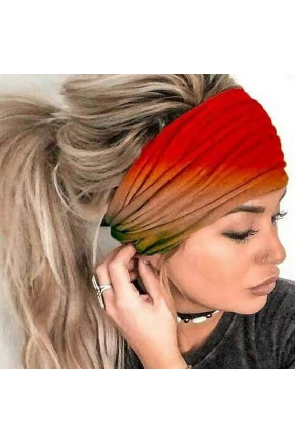 Wide Headbands for Women Tie Dye Head Wraps Boho Hairbands African Sport Yoga Turban Headband Hair Accessories Headband Headband Head Wrap Elastic Women Print Headband Red One Size
