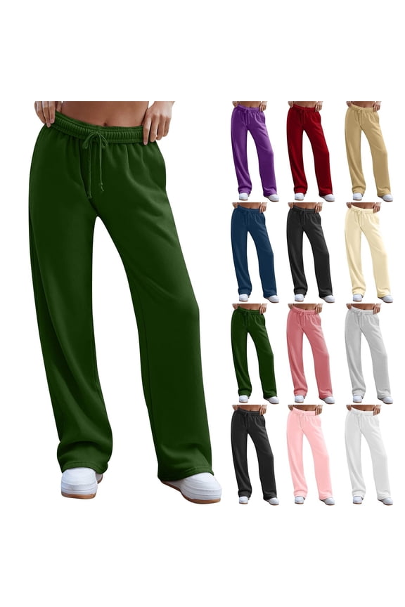 Wide Leg Sweatpants Women Baggy Y2K High Waisted Athletic Jogger Pants Solid Color Casual Cargo Drawstring Pants Straight Leg Sweat Pants Inside Drawstring Loose Sweatpants with Loose Fit