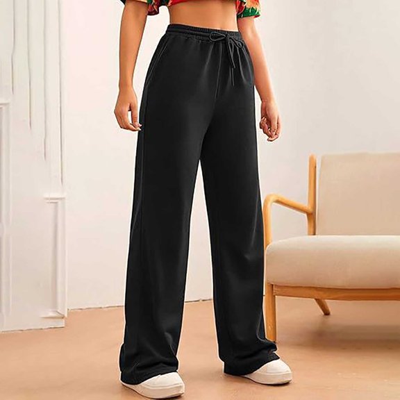 Pxiakgy Wide Leg Sweatpants for Women Elastic High Waisted Drawstring Loose Pants with Pockets Sweatpants Women Baggy Lounge Pants for Women Loose Fit Athletic Joggers Women Casual Pants for Women