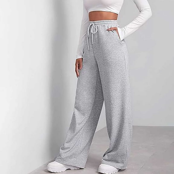 Pxiakgy Wide Leg Sweatpants for Women Elastic High Waisted Drawstring Loose Pants with Pockets Sweatpants Women Baggy Lounge Pants for Women Loose Fit Athletic Joggers Women Casual Pants for Women