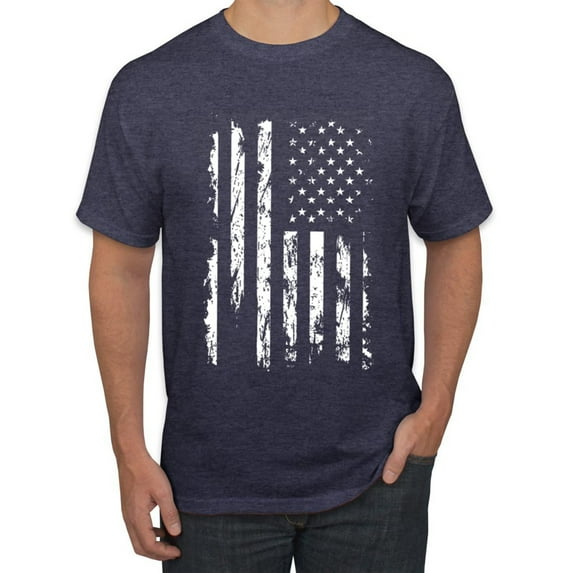 Pxiakgy Wild Merica White USA America Flag Distressed Americana/American Men's Graphic T Shirt
