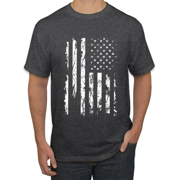 Pxiakgy Wild Merica White USA America Flag Distressed Americana/American Men's Graphic T Shirt