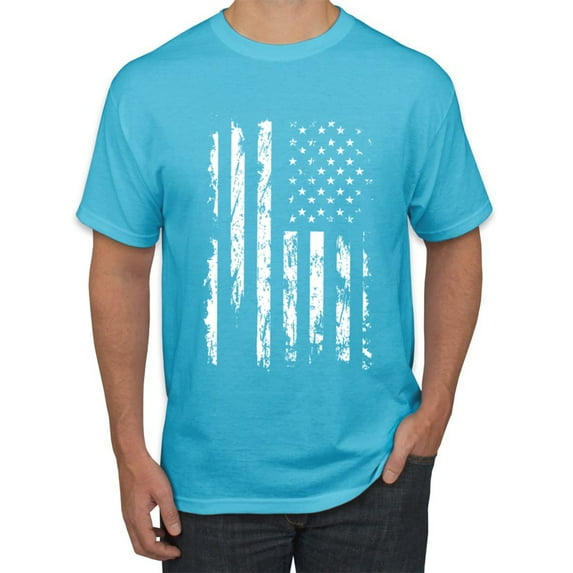 Pxiakgy Wild Merica White USA America Flag Distressed Americana/American Men's Graphic T Shirt