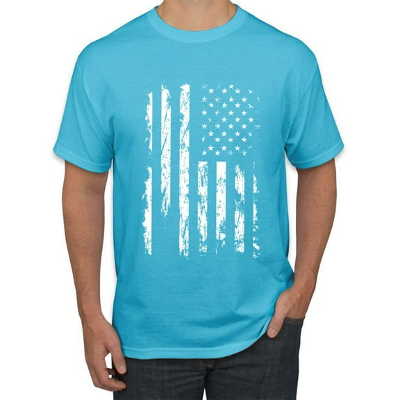 Pxiakgy Wild Merica White USA America Flag Distressed Americana/American Men's Graphic T Shirt