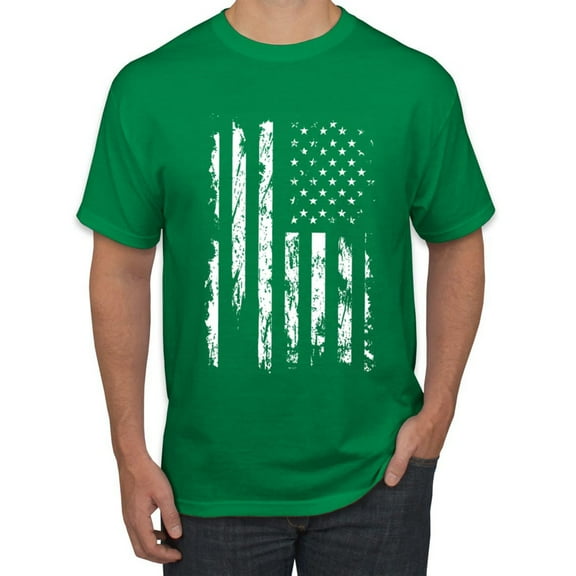Pxiakgy Wild Merica White USA America Flag Distressed Americana/American Men's Graphic T Shirt