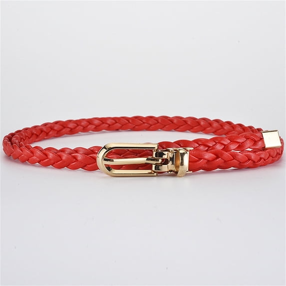 Pxiakgy Women Casual Knotted Braided Belt Fringe Waist Cord Belt Back Bohemian Style Waist Belt Women Pu Leather Narrow Thin Buckle Strap Waist Belt All Waistband Red One Size