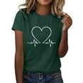 thumbnail image 1 of Pxiakgy Women Cute Heart Graphic Crewneck Short Sleeve Regular Fit Casual Tee T-Shirts Tshirt Tops Love Printed Shirt Short Sleeve Round Neck T Shirt Top Lightweight Soft Clothing Clothes Green Xl, 1 of 4